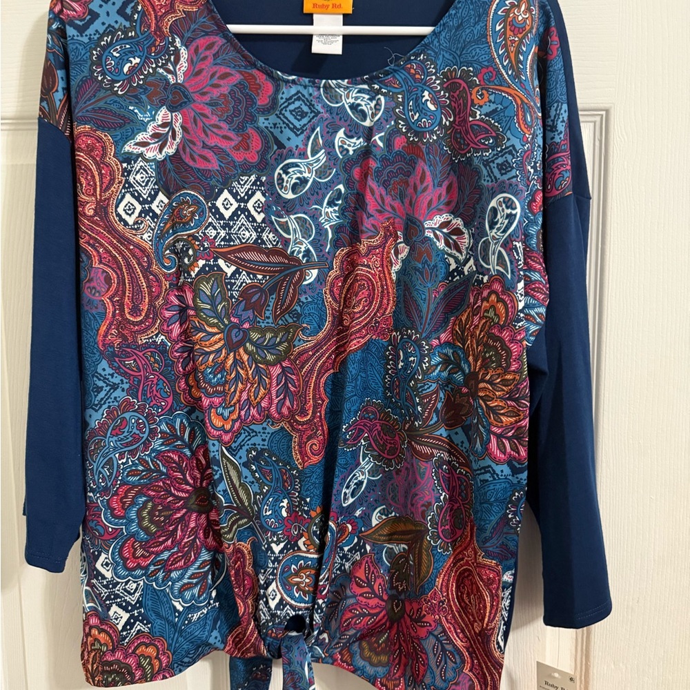 Kaktus Blue and Pink Paisley Blouse